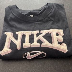 Nike Black Cropped Tee with Gold Accents